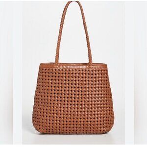 Bembien Olivia Tote Bag Shoulder Woven Braided Brown Leather Knotted Caramel